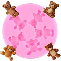 Baking Moulds Bear Silicone Mould Baby Birthday Cupcake Topper Fondant Cake Decorating Tools Chocolate Gumpaste Candy Resin Clay Moulds