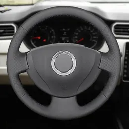 Steering Wheel Covers For Renault Logan 1 Clio 2 Twingo Symbol Lada Largus Nissan Almera 3 Hand Braid Car Cover Leather Trim Black