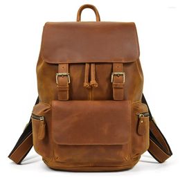 Backpack High Capacity Men's Crazy Horse Backpacks For Women Casual Laptop Bags Men Teenage Schoolbag Travel Bag