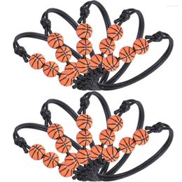 Charm Bracelets 10 Pcs Basketball Bracelet Sports Themed Compact Decorative Friendship Wrist Adjustable Pull Rope