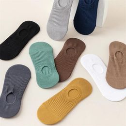 Men's Socks Men Summer Solid Colour Casual Sock Slippers Cotton Absorb Sweat Breathable Invisible For Anti-slip High Quality