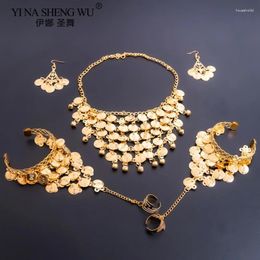 Stage Wear 2/3pcs Set Belly Dancing Accessories Women Indian Dance Necklace Earrings Gold Silver Accessory Wholesale