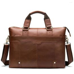 Briefcases Retro Genuine Cow Leather Men's Briefcase. Business. Random Shoulder Bag European And American Laptop Bags