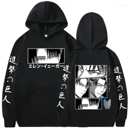 Men's Hoodies Anime Attack On Titan Graphic Manga Shingeki No Kyojin Levi Ackerman Hooded Sweatshirts Casual Cosplay Pullovers Unisex