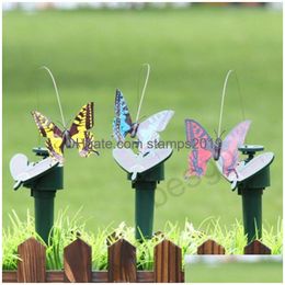 Garden Decorations Solar Power Dancing Flies Butterflies Fluttering Vibration Fly Hummingbird Flying Birds Yard Funny Toys Dbc Bh292 Dhbjk