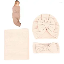 Blankets Baby Receiving Infant Boy Swaddle Blanket Set Born With Hat And Hair Band S For