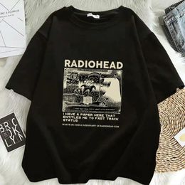 Men's Tank Tops Vintage Radiohead Print T Shirt Men Classic North America Tour Rock Boy Women Hip Hop Unisex Oversized Y2k Tees