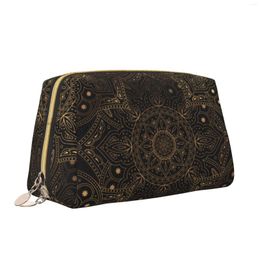 Cosmetic Bags Oriental Mandala Royal Retro Floral Large Makeup Bag Leather Travel Organiser For Women Waterproof Toiletries Pouch