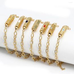 Link Bracelets Wish Card Colourful Enamel Bracelet For Women Heart And Eyes Fashion Turkey Evil Eye Gold Colours Party Jewellery Arrival Gift