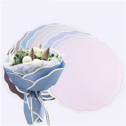 Party Decoration Round Rippled Edge Flower Wrap Paper Korean Waltz Wave Circle Florist Packing Bouquet 20Pcs/Lot Y201006 Drop Delive Dhmxu