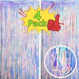 Party Decoration 4/2/1Pack Gorgeous Backdrop Curtains Tinsel Fringe Foil Curtain Baby Shower Wedding Birthday Po Booth Props