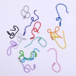 Keychains 50Pcs Korean Style Fashion Cute Candy Colour Alloy Bead Chain Key DIY Accessories Protective Case Ring Pendant Keyrings