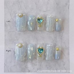 False Nails Misskitty Handmade Press-on Blue Dress Wear Wholesale Beautiful Piece Ice Transparent Girl