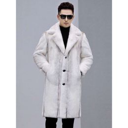 Mens Fur Coat Mink Winter Warm Velvet Long Casual Windbreaker 1JNA