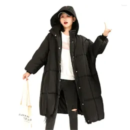 Women's Down Winter Women Large Size Loose Long Parkas Female Thicken Warm Cotton Jackets Ladies Solid Hooded Overcoats