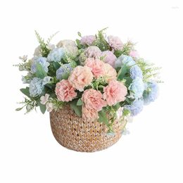 Decorative Flowers Living Room Entrance Decoration Simulation Flower Bouquet Mother's Day Gift 7 Spring Carnation Peach Petals