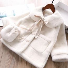 Jackets 3 4 6 8 10 Years Girls Jacket Autumn Winter Warm Faux Fur Coat For Christmas Princess Outwear Cute Plush Children Clothing