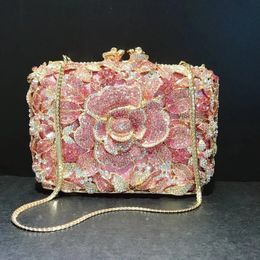 Arrival Flower Crystal Wedding Bridal Clutch Purse Luxury Designer Womens Dinner Party Cocktail Handbags Diamond Bags 240130