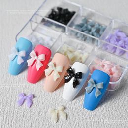 Nail Art Decorations 6 Grids Pink White Ribbon Bow Charms Korean Parts Black Tie Decoration Kawaii Manicure Accessories