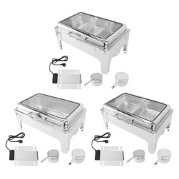 Cookware Sets Chafing Dish Stainless Steel Buffet Chafer 9L Catering Food Warmer Alcohol Heating Rectangular EU Plug