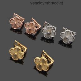 Van Clover Earrings Luxury Earrings Screw Back Four-leaf Clover Earrings Womens Fashion 18K Gold Earring Jewellery