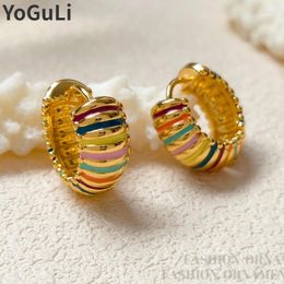 Hoop Earrings Fashion Jewelry Pretty Design High Quality Copper Colorful Enamel Small For Girl Women Celebration Gift 2024