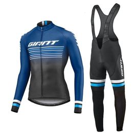 Team Cycling Jersey Set Long Sleeve GIANT Cycling Clothing Road Race Bike Jacket Suit MTB Bicycle Outdoor Cycling Ches 240119