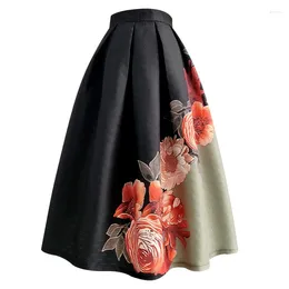 Skirts Spring Autumn Retro Printed Jacquard Ball Gown Women High Waist Party Umbrella