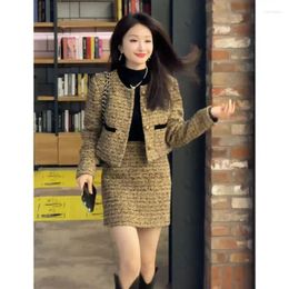 Two Piece Dress UNXX Influencer 2024 Trendy Autumn/Winter Light Luxury Chic Two-Piece Set - Slimming High-End Jacket And Skirt Outfit Women