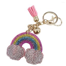 Keychains Cute Rhinestone Korean Velvet Rainbow Cloud Keychain Pendant Creative Gift Fresh Tassel Bag Car Accessories