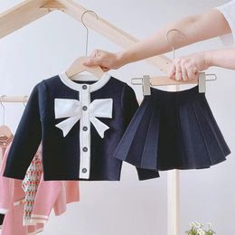 Clothing Sets Girls Classic Knitted Set Fall 2pcs Long Sleeves Kids Princess Top And Skirt Birthday Designed Uniform Clothes 1-8 Ys