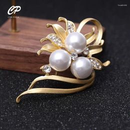 Brooches High Grade Pearl Matte Brooch Female Gold Colour Silver Beautiful Flower Branch Pin Jewellery Clothing Accessories