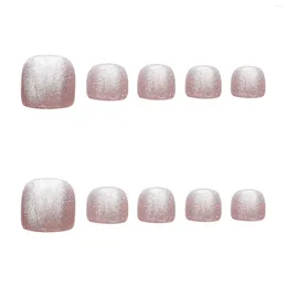 False Nails Light Pink Crystal Toenails Large Pieces Paillette Elegant For Party Accessories Nail Art Starter