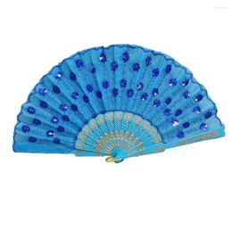 Decorative Figurines Chinese Hand Held FAN Silk Folding Spanish Style Flower Dance Party Wedding Favors Baby Shower Gift Decoration