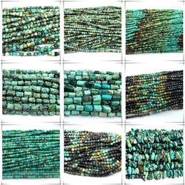 Loose Gemstones Veemake Natural Turquoise Faceted Round Rondelle Edge Cube Coin Disc Beads For Jewelry Making DIY Necklace Bracelets