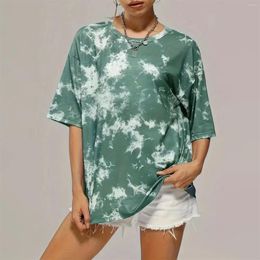 Women's T Shirts Spring/Summer Round Neck Short Sleeve Tie Dyed Printed Loose Casual Shirt Athletic Women Summer
