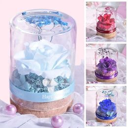 Decorative Flowers 1PC Eternal Flower Glass Cover Forever Rose For Wedding Decoration Natural Dried Valentine's Day Gift Home Decor