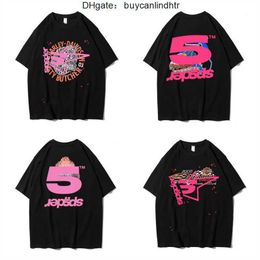 Designer Fashion Clothing Hip hop Tees TShirts Young Thug Star Same Sp5der 555555 Pink Tee Eagle Short Sleeve T-shirt 1ESZ