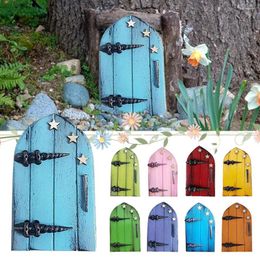 Decorative Figurines Wooden Miniature Fairy Elf Door DIY Painting Vintage Decor Dollhouse Garden Craft Accessories Doll House Micro