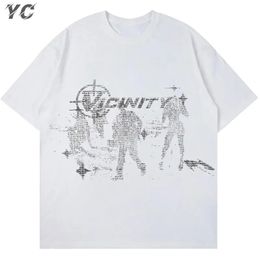 Vintage Gothic Übergroßes Herren T-Shirt Harajuku Hip Hop Tops Ästhetischer Grafikdruck Y2k Kleidung Streetwear Fashion Koreanische T-Shirts 240125