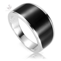 Eulonvan Luxury Black Enamel 925 Sterling Silver Jewellery Male Rings For Men Jewellery Accessories S3776 Size 7 8 9 10 11 12 13 240125