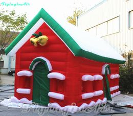 Outdoor Christmas Inflatable Tent 6x4x4m 20ftx10ftx10ft Air Blown Red House Giant Christmas Village Cottage For Winter Xmas Decoration