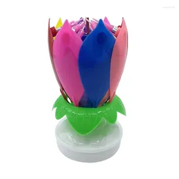 Party Decoration Beautiful Singing Blossom Lotus Flower Candle Music Rotating Musical For Grandparents Birthday Surprise