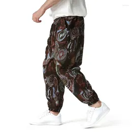 Men's Pants Mens Fashion Print Cotton Linen Joggers Hip Hop Streetwear Harem Sweatpants Men Casual Hippie Breathable Trousers Male