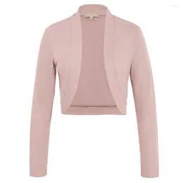 Women's Jackets Kate Kasin Women Basic Short Coats Long Sleeve Open-Front Cropped Cloth 2024 Female Jacket Cotton Bolero Shrug For Casual