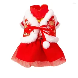 Cat Costumes Dog Chinese Year Outfit Furry Lining Suit Festive Snowsuit Winter Apparel