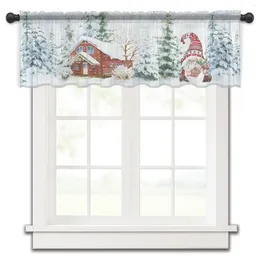 Curtain Christmas Snowflake Farm Dwarf Small Window Valance Sheer Short Bedroom Home Decor Voile Drapes
