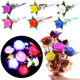 Decorative Flowers Roses Colourful Gift Simulation Day Electronic Valentine's Glowing Home Decor Faux Outdoor Fall