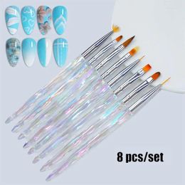 Nail Art Kits Brushes 8 Piece Set Coloured Drawing Line Pen Wire Tool Brush