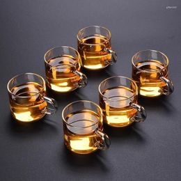 Tea Cups 6Pcs/Box 100ML Household Thicken Glass Teacup Heat Resistant High Temperature Explosion Proof Coffee Milk Rose Flower